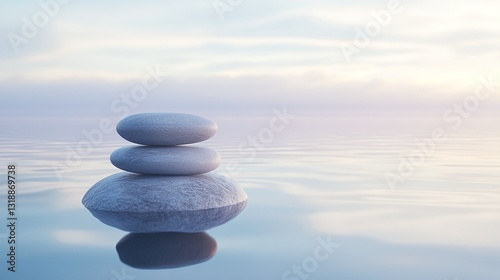 Serenity stacked stones tranquil water minimalist photography calm environment peaceful viewpoint