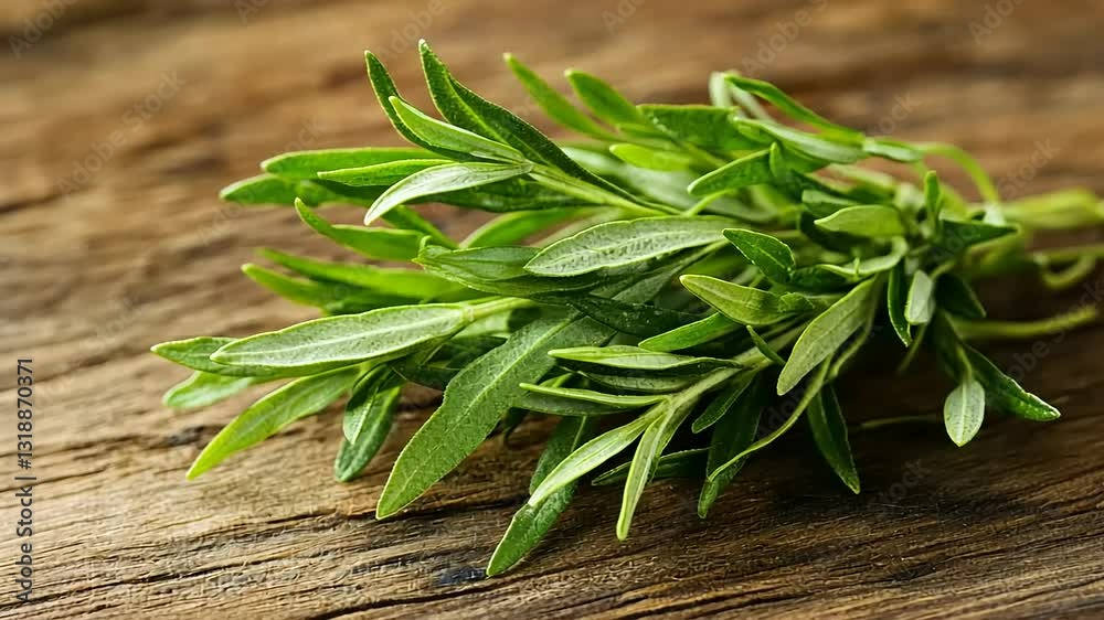 fresh herbs on wooden background