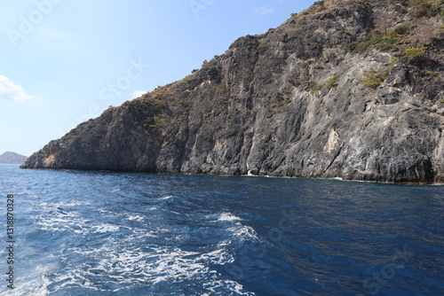 Fototapeta Naklejka Na Ścianę i Meble -  Aegean Sea and costal view near the Dead Sea (Olu Deniz) in Fethiye, Mugla, Turkey.
