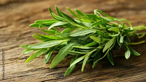 fresh herbs on wooden background