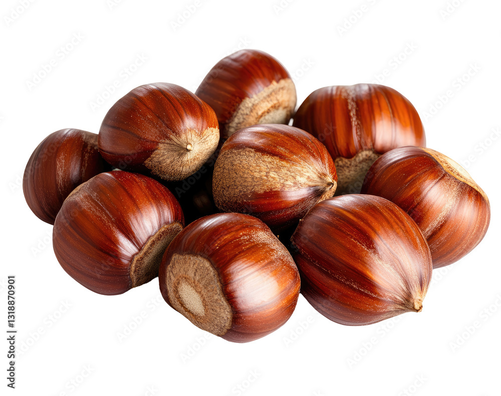Pile of whole chestnuts on a transparent background Pile of whole chestnuts on a transparent background