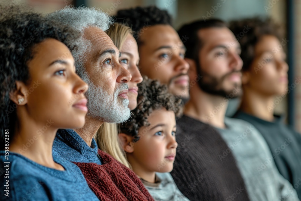 A diverse group of adults and children smiling together, creating memories. A diverse group of adults and children smiling together, creating memories.