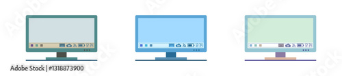 Set of computer monitor with safety locked folder files and cloud vector illustration