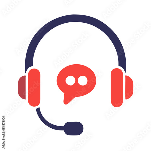 Customer Support Headset Icon for Call Centers, 