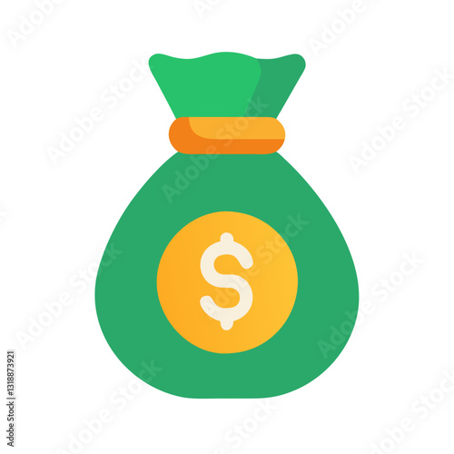 3D Money Bag Icon for Financial Growth, Wealth Management, and Investment