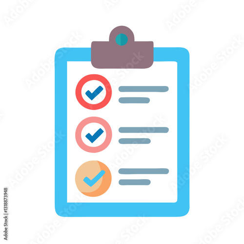 Flat Style Task Checklist Icon for Productivity, To-Do Lists, and Project Management
