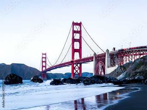 Golden Gate Bridge with Foamy Waves