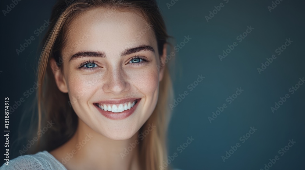 Warm Smile of a Beautiful Woman in Soft Light, Radiating Joy and Serenity
Warm Smile of a Beautiful Woman in Soft Light, Radiating Joy and Serenity