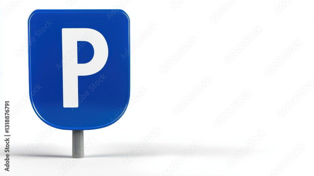 Blue Parking Sign with White P on White Background Blue Parking Sign with White P on White Background