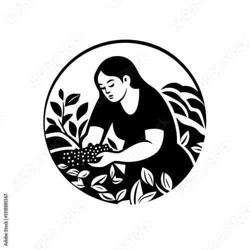 Nurturing vines and gathering grapes in a serene garden under warm sunlight