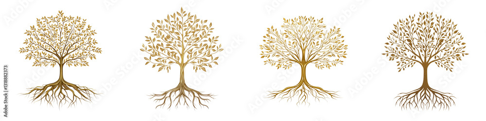 Fototapeta premium Flourishing Trees in Serene Natural Landscapes depictions of deciduous trees with intricate branching patterns and vibrant foliage showcasing the beauty and resilience of nature