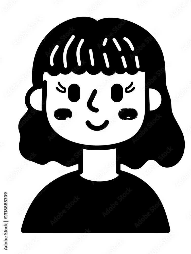 Charming vector illustration of a cheerful girl with curly hair showcasing positive vibes and playful simplicity Charming vector illustration of a cheerful girl with curly hair showcasing positive vibes and playful simplicity
