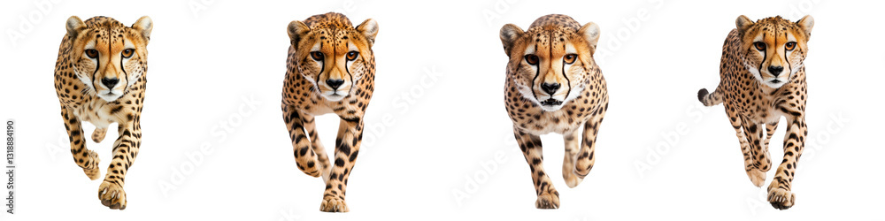 Obraz premium Cheetah running at high speed through the wild displaying its incredible agility and power as it hunts for prey in its natural habitat
