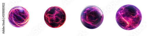 Pulsating Energy Spheres Emitting Glowing Plasma Electric Currents of Dynamic Luminous Particles and Waves in a Futuristic Digital Visualization