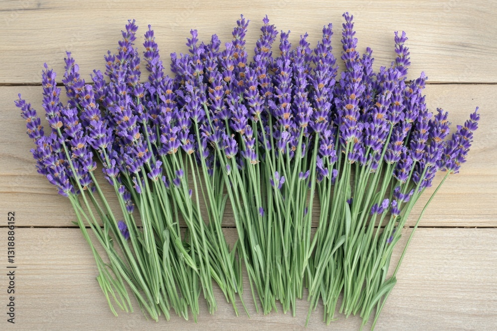 Fototapeta premium A bunch of lavender flowers with green stems. Used for decorative purposes and aromatic fragrance.