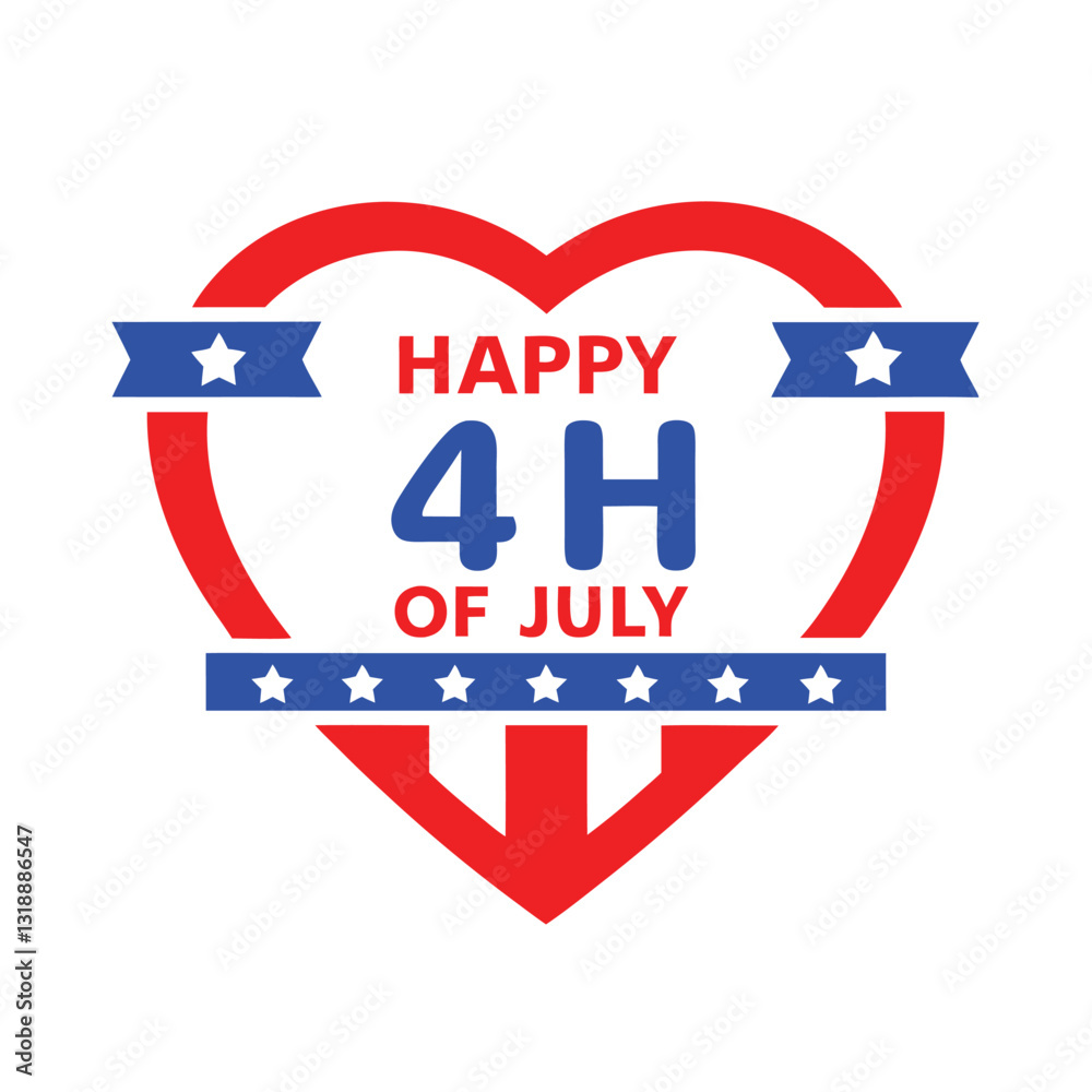 Happy 4th of July Typography and Text Vector Art Illustration for Independence Day Happy 4th of July Typography and Text Vector Art Illustration for Independence Day