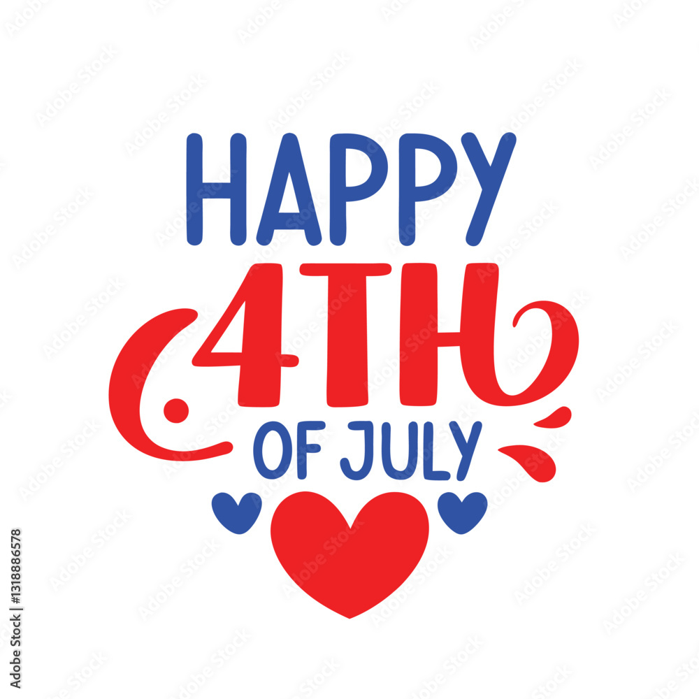 Happy 4th of July Typography and Text Vector Art Illustration for Independence Day Happy 4th of July Typography and Text Vector Art Illustration for Independence Day