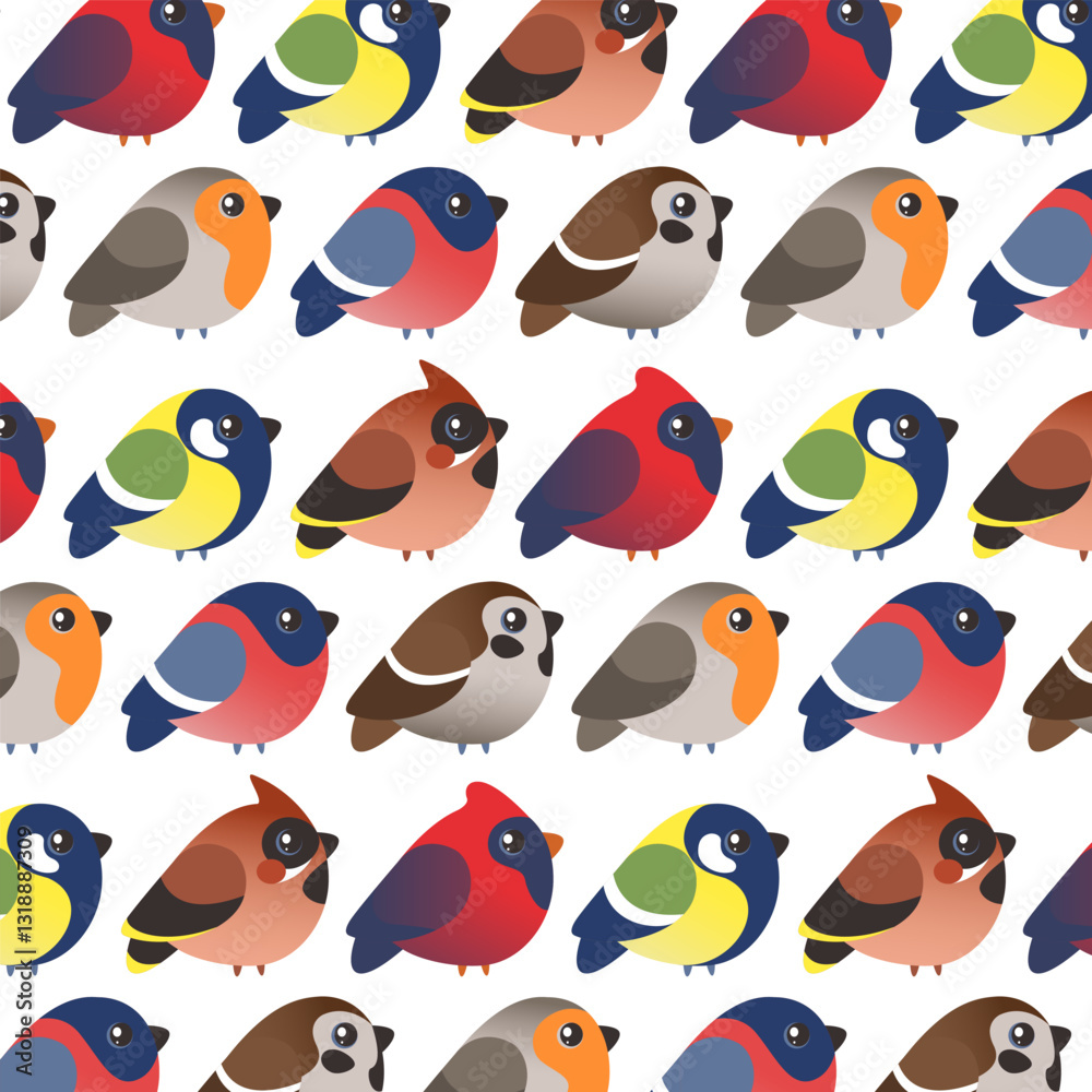 Obraz premium Seamless pattern with different birds