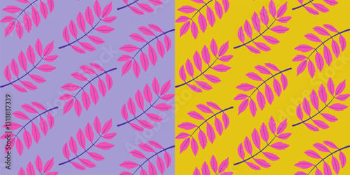 Seamless pattern with rowan leaf