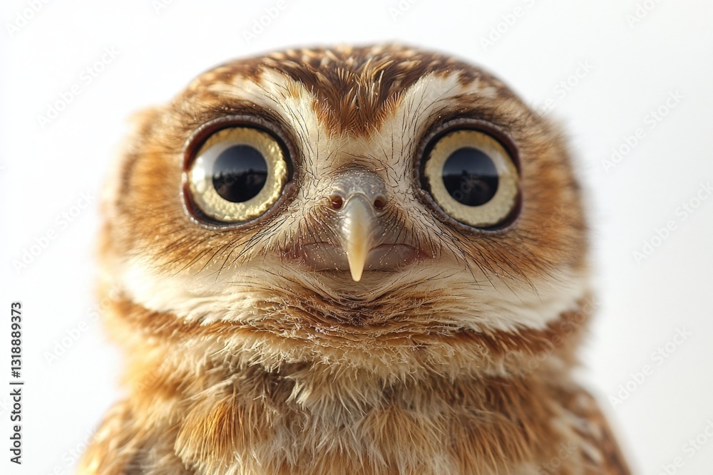 Fototapeta premium Close-up of a curious owl displaying large eyes and soft feathers in a natural environment during daylight hours