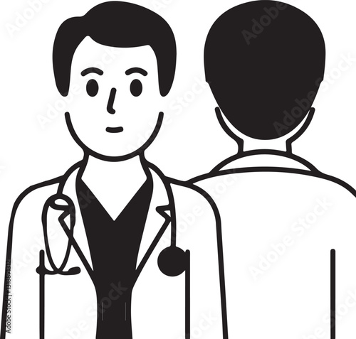 Silhouette Medical Staff Cartoon Illustration for Clinics & Hospitals