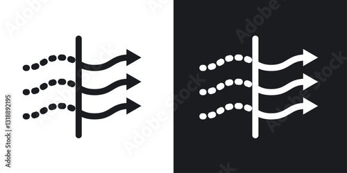 Air purification icons set in black and white stroke lines