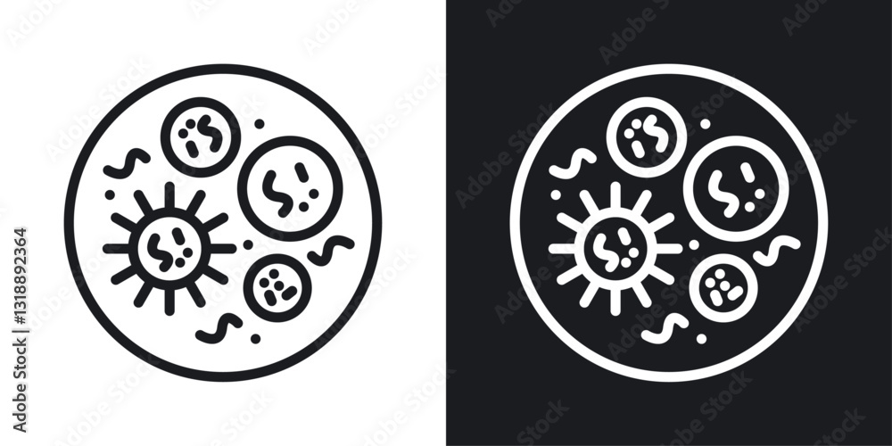 Bacteria icons set in black and white stroke lines Bacteria icons set in black and white stroke lines