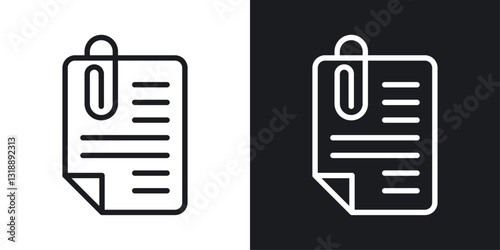 Attach document icons set in black and white stroke lines