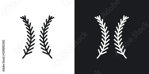 Baseball stitches icons set in black and white stroke lines