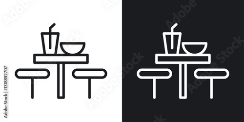 Cafeteria icons set in black and white stroke lines
