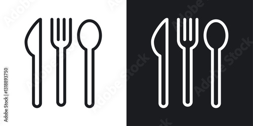 Cutlery icons set in black and white stroke lines