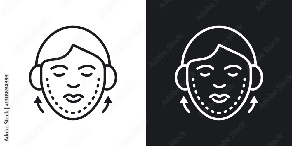 Facelift icons set in black and white stroke lines Facelift icons set in black and white stroke lines