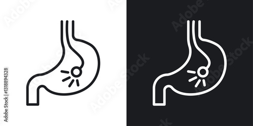 Endoscopy icons set in black and white stroke lines