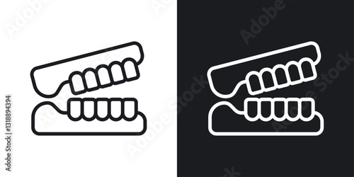 False jaw icons set in black and white stroke lines