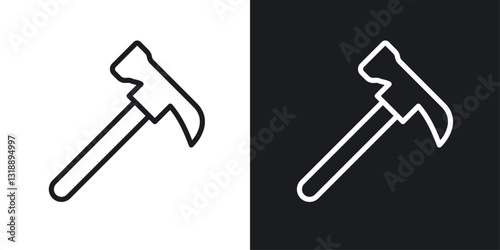 Hammer icons set in black and white stroke lines