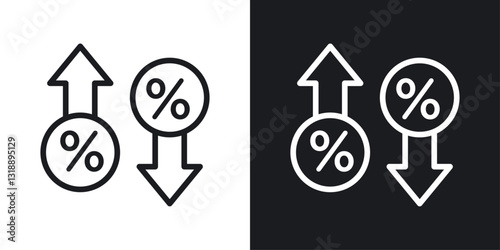 High and Low Percent arrow icons set in black and white stroke lines
