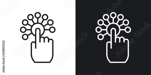 Interactivity icons set in black and white stroke lines