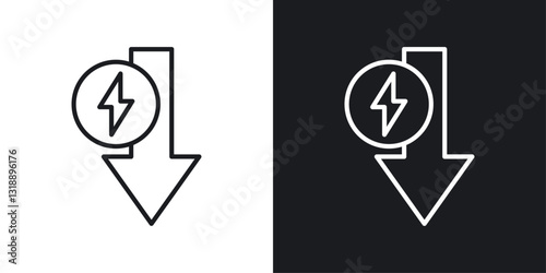 Low electricity consumption icons set in black and white stroke lines