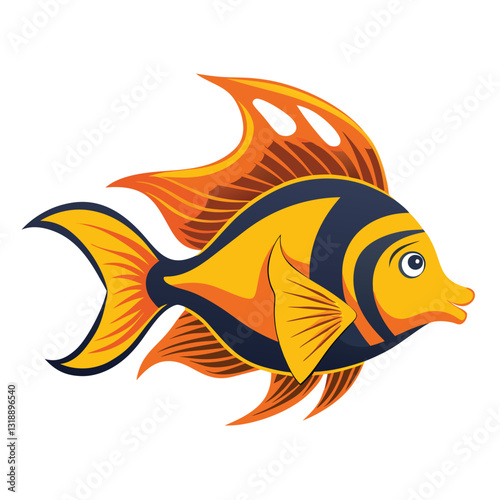 tang fish vector isolated image on white backgrounder 