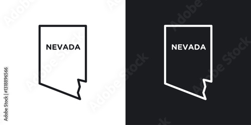 Nevada map icons set in black and white stroke lines
