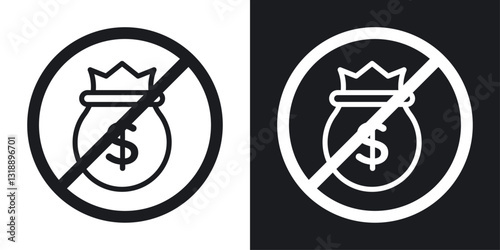 No money icons set in black and white stroke lines