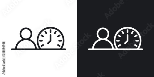 Office hours icons set in black and white stroke lines