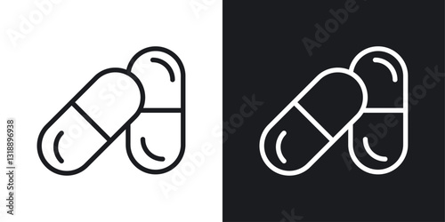Painkiller icons set in black and white stroke lines