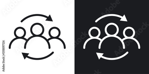 Personnel change icons set in black and white stroke lines