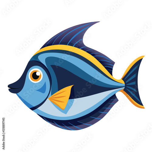 tang fish vector isolated image on white backgrounder 