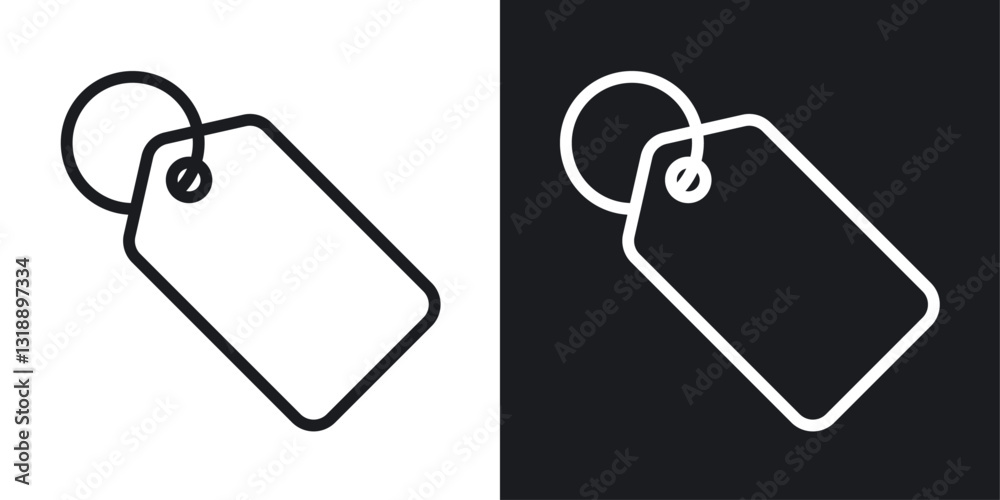 Price tag icons set in black and white stroke lines