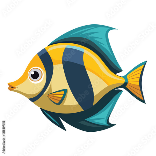 tang fish vector isolated image on white backgrounder 