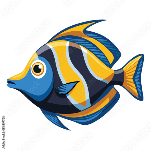 tang fish vector isolated image on white backgrounder 