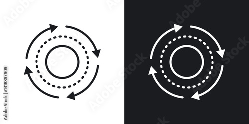 Sequential process icons set in black and white stroke lines