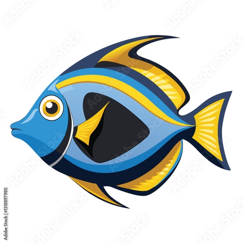 tang fish vector isolated image on white backgrounder 